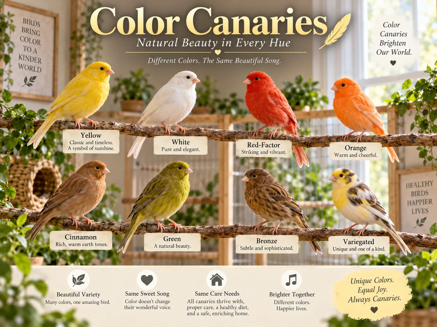 Labeled illustration of representative color canaries